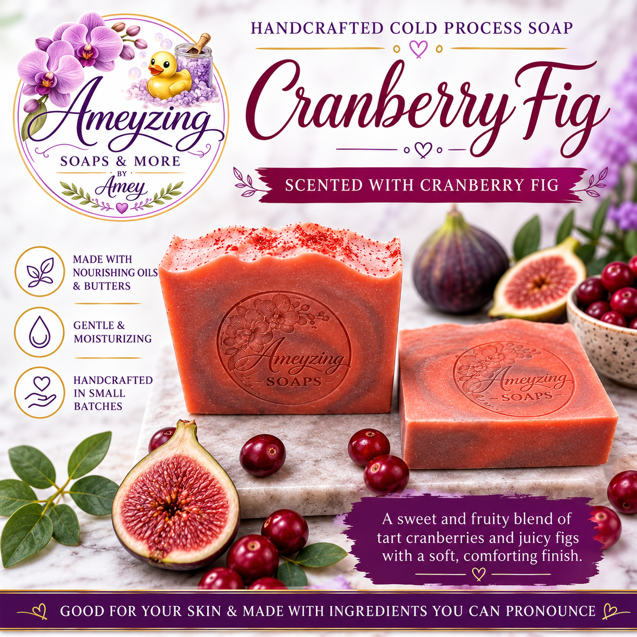 Cranberry Fig Handcrafted Cold Process Soap