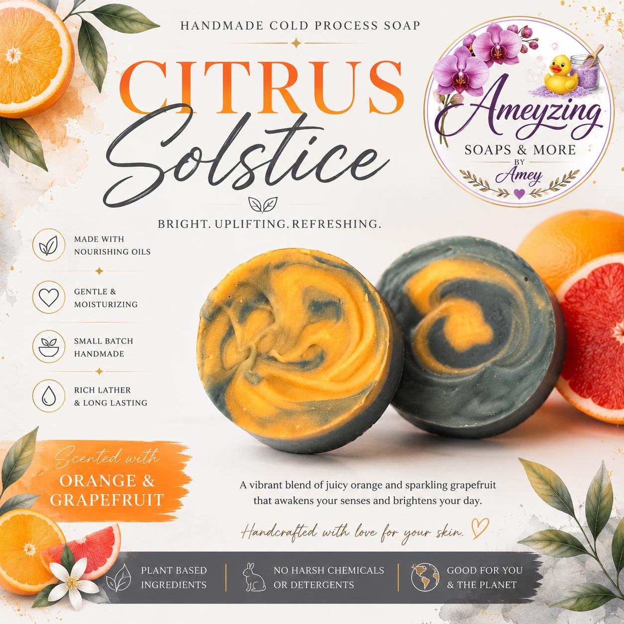 Citrus Solstice Handmade Cold Process Soap